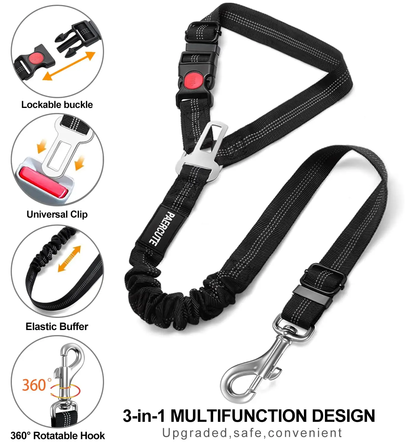 2 in 1 Solid Dog Harness Leash Pet Car Seat Belt Heavy Duty Elastic Safety Belt Adjustable for Kitten Dogs Collar Pet Accessorie dog seat belt pet accessories pet supplies