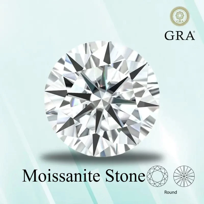 Moissanite jewelry materials Moissanite Stone Round Cut D Color VVS1 0.1ct-12ct DIY Necklace Earrings Main Materials Pass Diamond Tester with Certificate