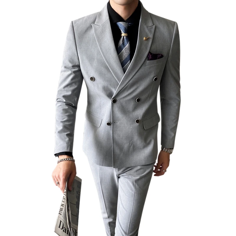 

High Quality (Blazer+ Vest + Trousers) British Fashion Business Elegance G Advanced Simple Wedding Men Gentleman Suit 3 Pieces