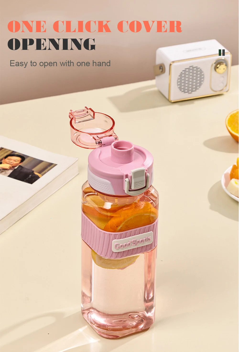 Description Picture 4 of item800ML Sports Water Bottle Large Capacity Plastic Cups Leakproof Drinking Bottle Portable Water Cup For Travel Outdoor Drinkware