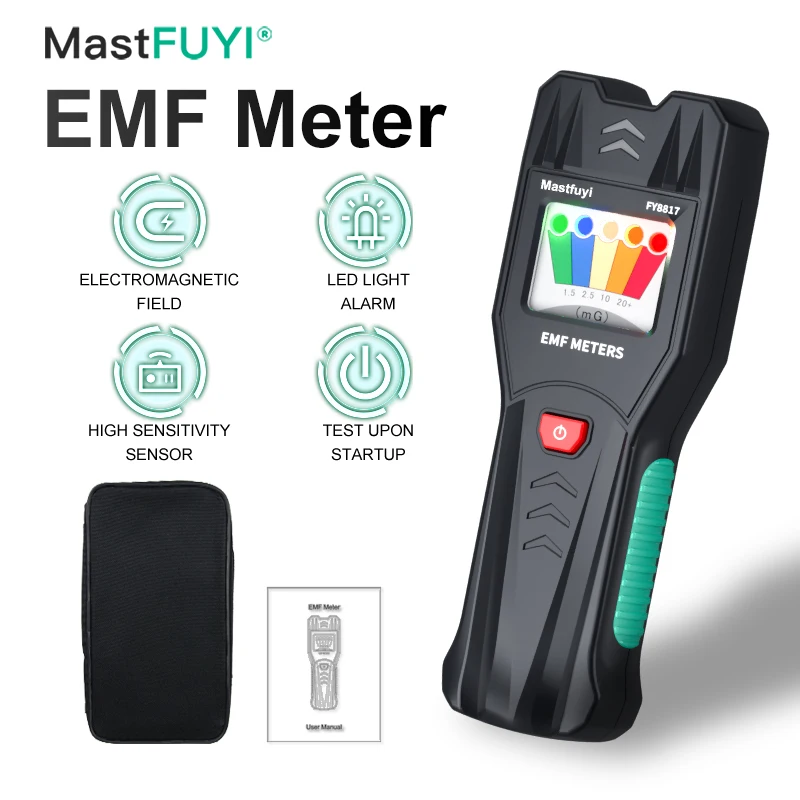 MASTFUYI 5-LED Portable Electromagnetic Field Meter Magnetic Field Detector Home Safety Professional Paranormal Analysis Tool