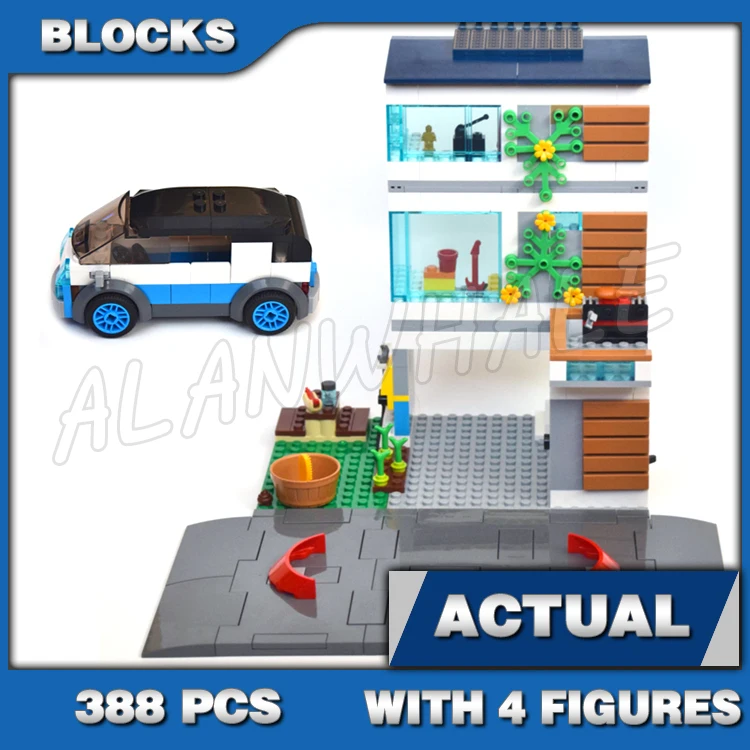 

388pcs City 3-level Modern Family House Charging Station EV Eco-friendly Home 60058 Building Block Toys Compatible With Model