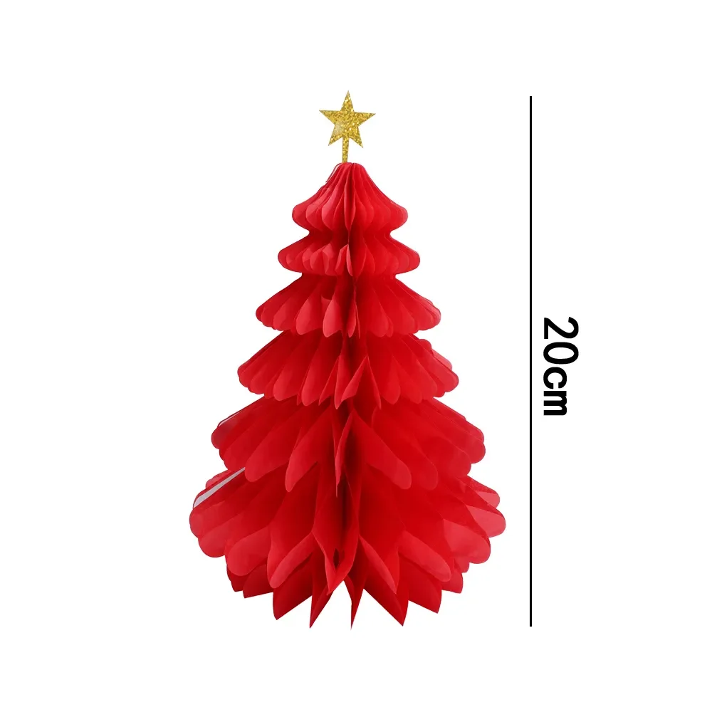 thumbnail image 1 of Árbol de Navidad de papel con forma de panal, decoración de mesa, adornos colgantes de Feliz Navidad, rojo, verde, bricolaje, decoración de festivales para árboles de Navidad, 1 of 5