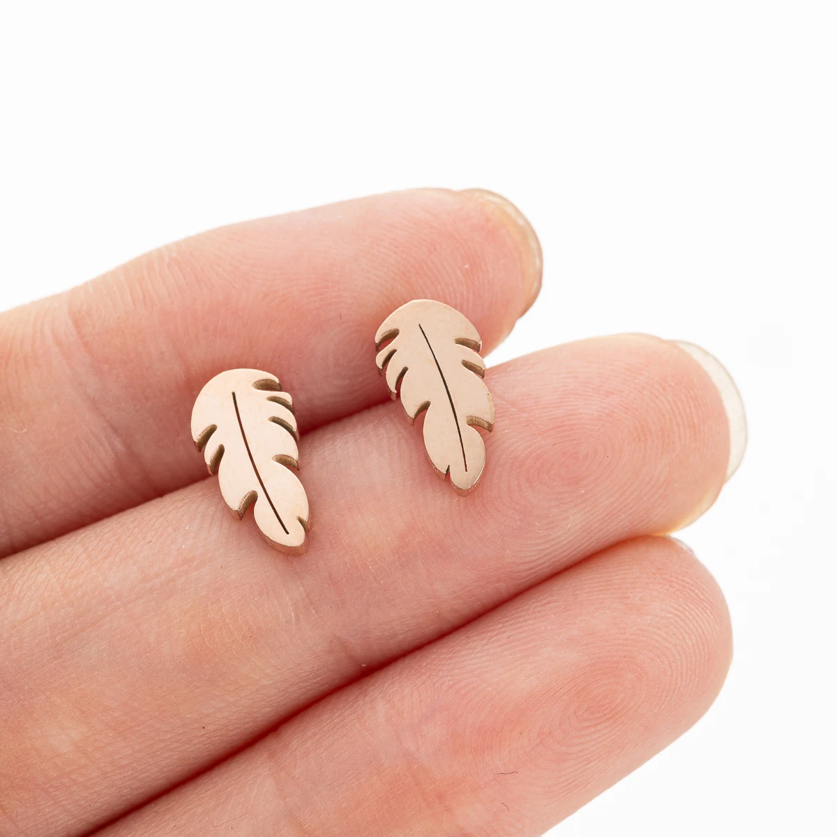 Böhmische winzige Monstera Blätter Ohr stecker für Frauen Piercing Ohr chirurgische Stahlwerk Blätter Ohr stecker Pen dientes Geschenk – Detail 8