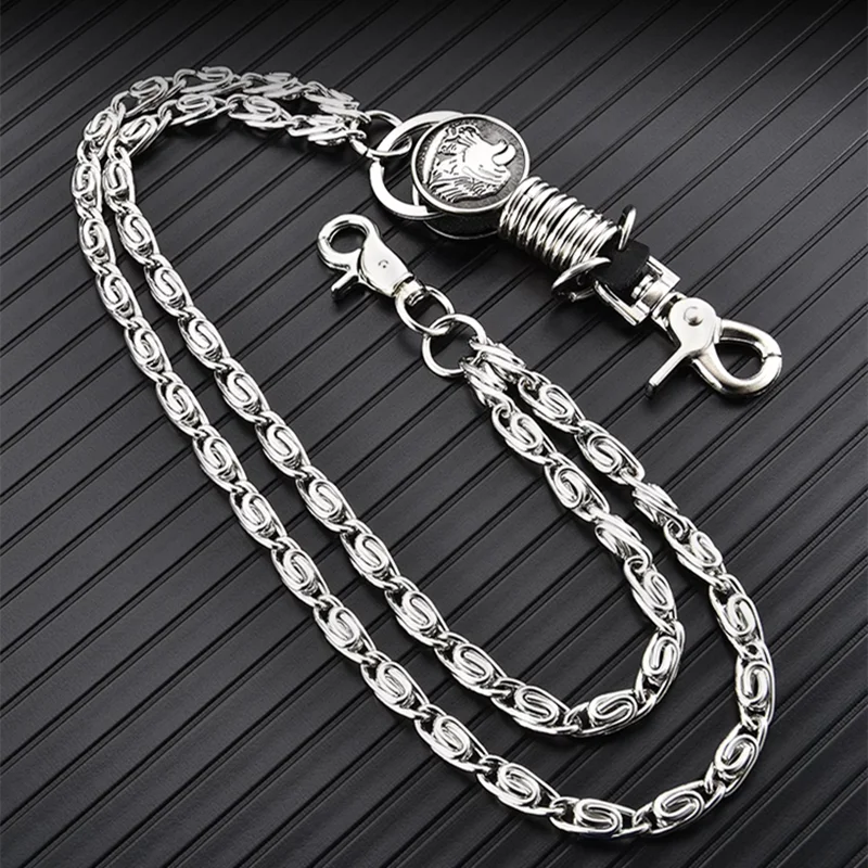 Silber farbe Visuelle Heavy Rock Metall Hüfte Hop Gothic Rock Hosen Hosen Jean Brieftasche Schlüssel männer Taille Schlüssel Kette