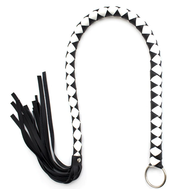 65CM PU Leather Braid Horse Whip Horse Training Whips Handle With Iron Hoop equestrian whip