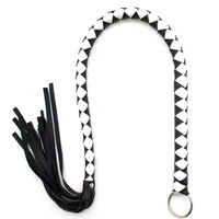 65CM PU Leather Braid Horse Whip, Horse Training Whips,Handle With Iron Hoop 1