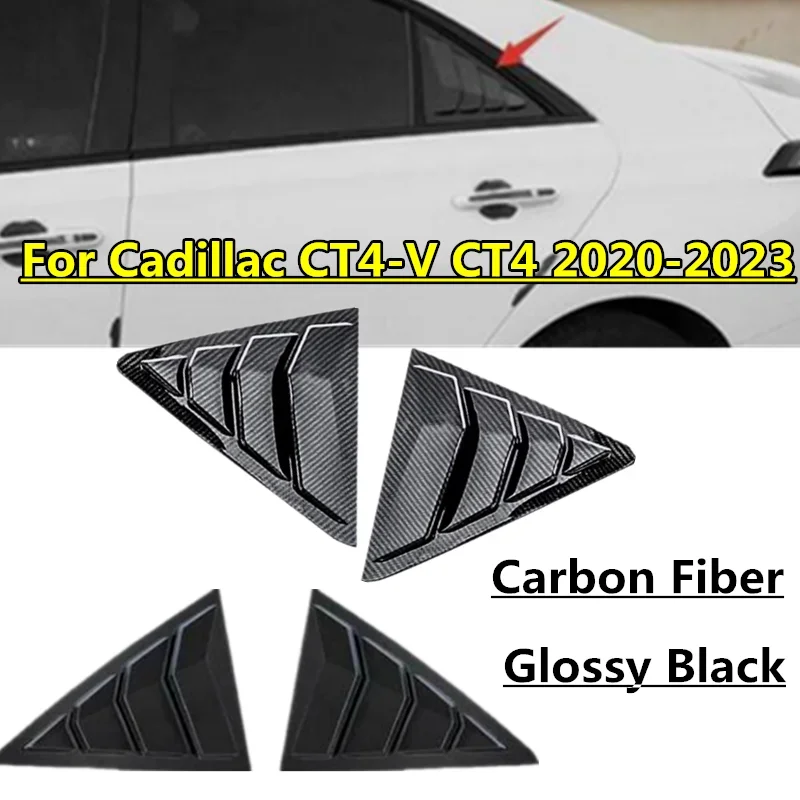 

New 2Pcs ABS Rear Side Vent Window Scoop Louver Shutter Cover Trim Vent For Cadillac CT4-V CT4 2020-2023