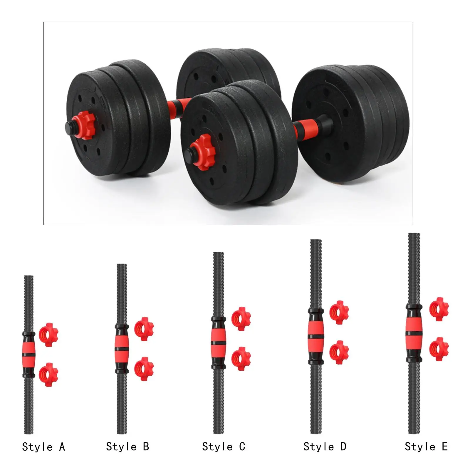Portable Anti-Slip Threaded Dumbbell Bar Handles for Fitness