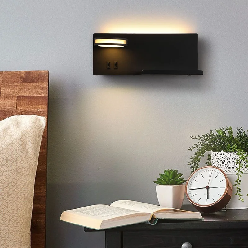 LED Wall Lamp Wall Light LED Reading Light Wireless Charging Wall Lamp Bedroom Bedside USB Wall Light Rotatable Reading Lamp Study Room Switch Modern Multifunctional Hotel