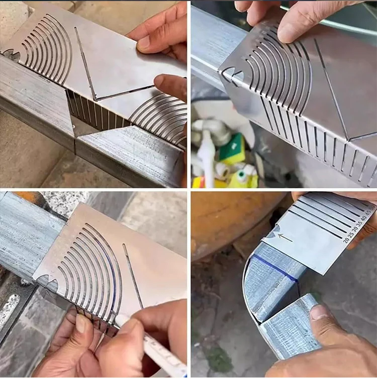 90 Degree Multifunctional Square Tube Rounded Corner Ruler Drawing Tool Multi-Drawing Ruler Precision Angle And Arc Marking To