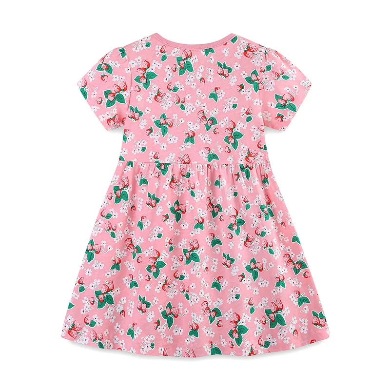 Kids Clothes Baby Girls 2025 Summer New Children's Clothing Toddler Princess Cotton Strawberry Flowers Dress