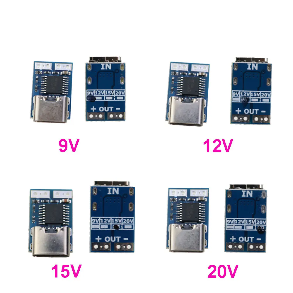 Lot De 4 Modules Déclencheur Charge Rapide USB-C QC/PD/AFC - Réglable 5V/9V/12V/15V/20V Par DIP Switch - Pour Projets DIY Électroniques