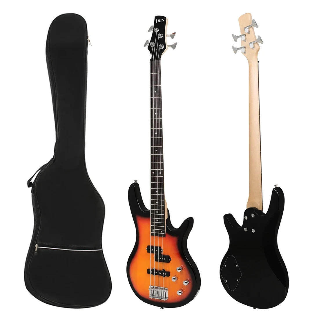 

IRIN Electric Bass Guitar Sunset Black Basswood Body Maple Neck Guitar 4 Strings Guitarra with Bag Tuner Effect Pedal Capo Pick