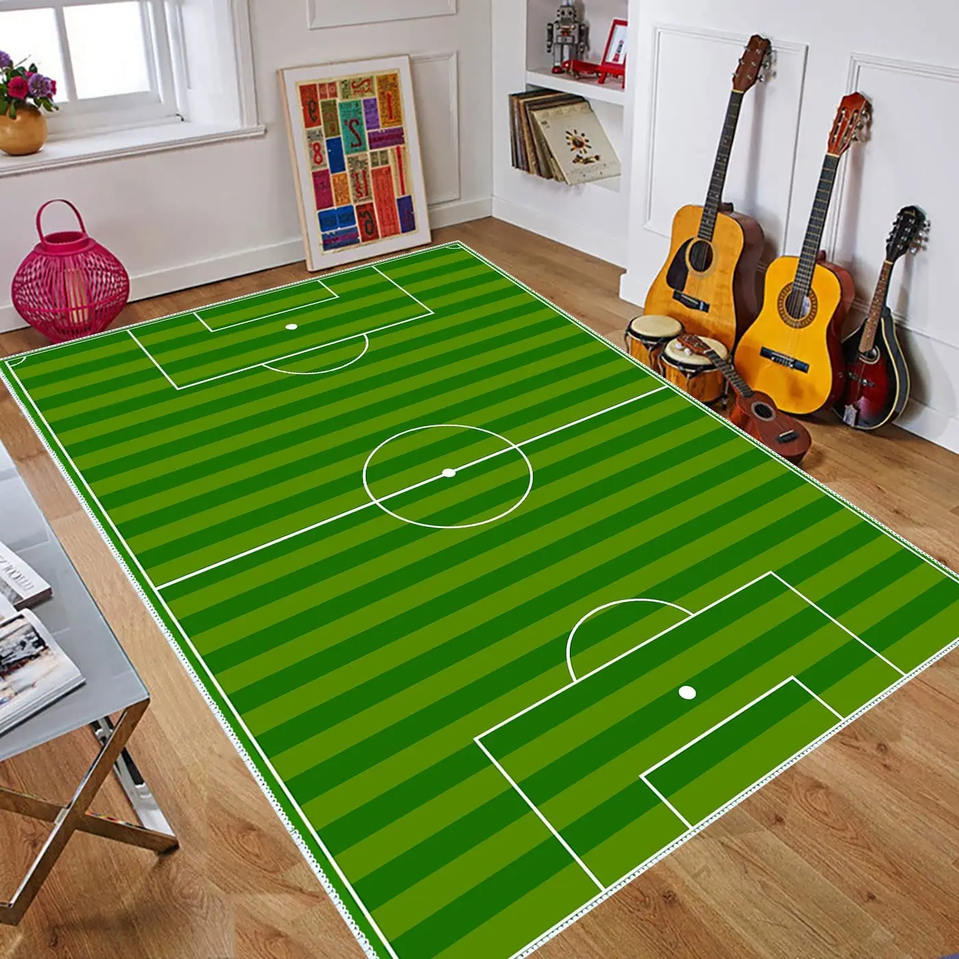 Green Soccer Field Carpet for Children's Room Game Large Area Rug Luxury Home Decor Non-Slip Children's Playmat Play Home Decor 2