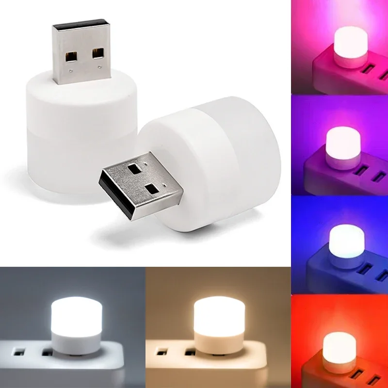 1/3/5pcs Mini USB Plug Lamp protezione degli occhi LED Night Light regalo festivo ricarica USB piccola lampada rotonda per libri lampada da notte per camera da letto