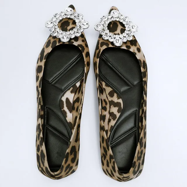 TRAF Summer Women's Flat Shoes 2022 Shoes Without Heels Rhinestone Leopard Print Ladies Brand Casual Woman Flats low shoes 3