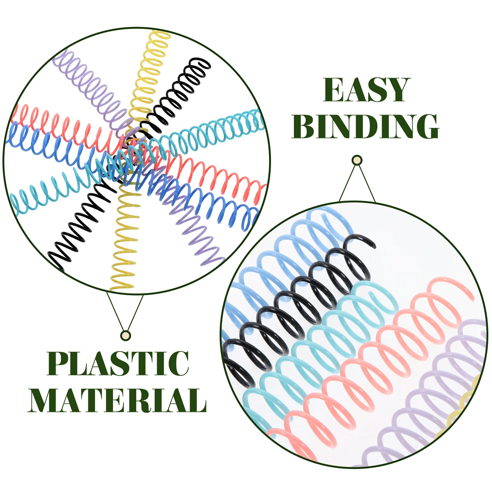 6Pcs Plastic Spiral Binding Coils Colorful Binding Spirals Spines Binder Combs Spines Book Kits Report Notebook Binding Kit