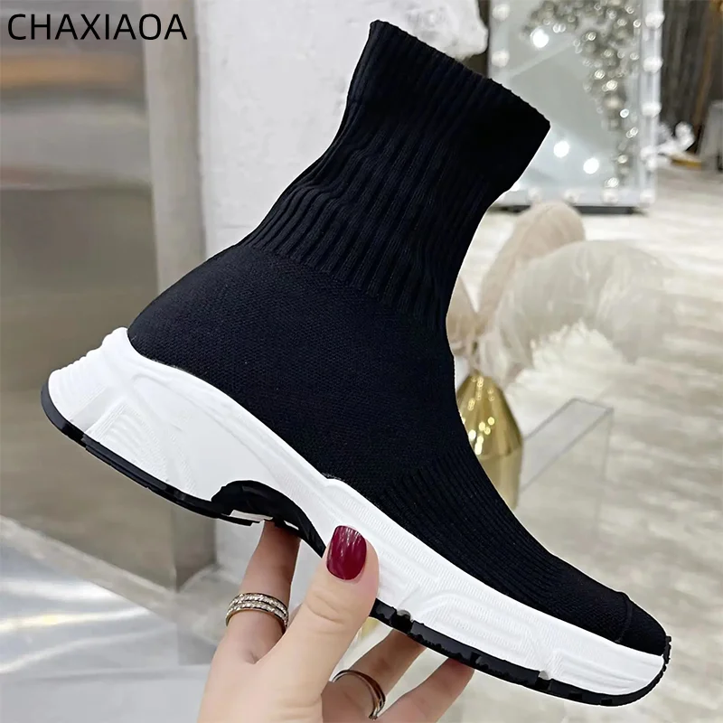 

High quality Luxury Designer Casual Men & Women Platform sneaker Running Trainer Stretch Fabric Ankle Boots