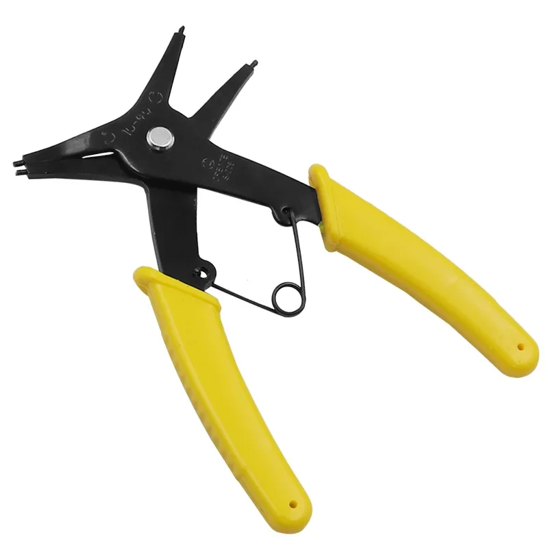Spring-Loaded Dual-Purpose Snap Ring Pliers for Mounting and Dismounting