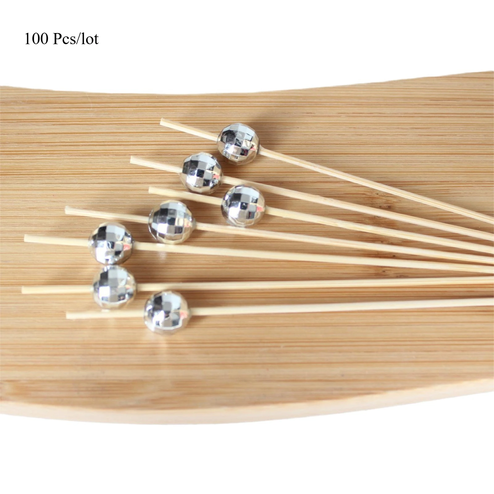 Cocktail Picks Disco Ball Decorative Toothpicks for Appetizers Appetizers Wooden Silver Cocktail Skewers