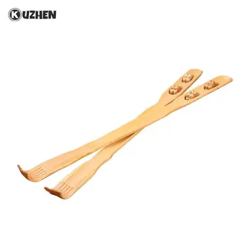 대나무 마사지 갈퀴 나무 바디 스틱 롤러 백 스크래처, 45cm 나무 가려움 마사지 롤러