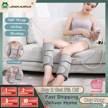 Jinkairui Leg Air Compression Massager Vibration Infrared Therapy for Circulation Relaxation Foot Calf with Handheld Controller
