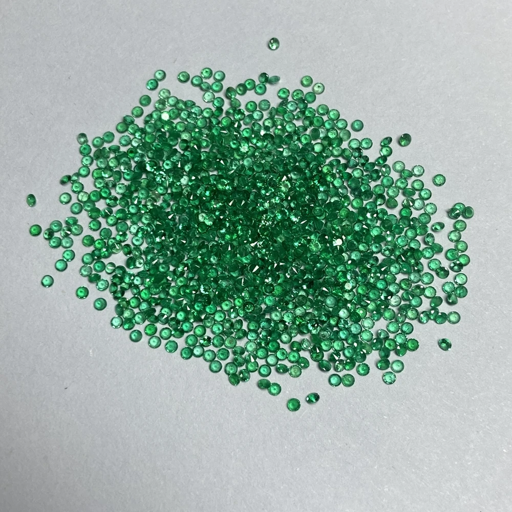 

1 Carat 1 Bag 0.8-1.5mm A Quality Original Pakistan 100% Natural Green Emerald Round Shape Loose Gemstone