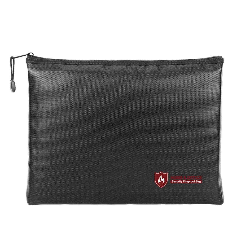 

Fireproof Document Bag Waterproof Bag with Zipper Lightweight Handbag for A4 Document File Cash Holder ( Black ) 27* 16* 4cm