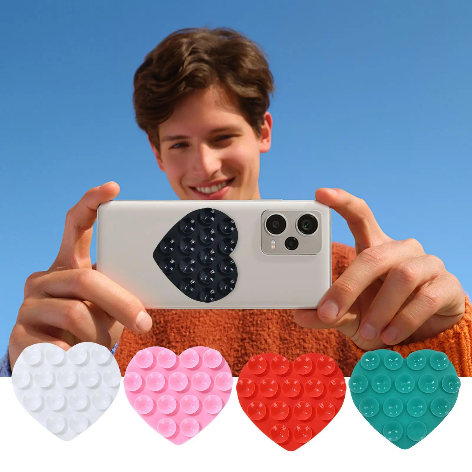 Heart-Shaped Suction Cup Phone Stand with Strong Grip Silicone Holder
