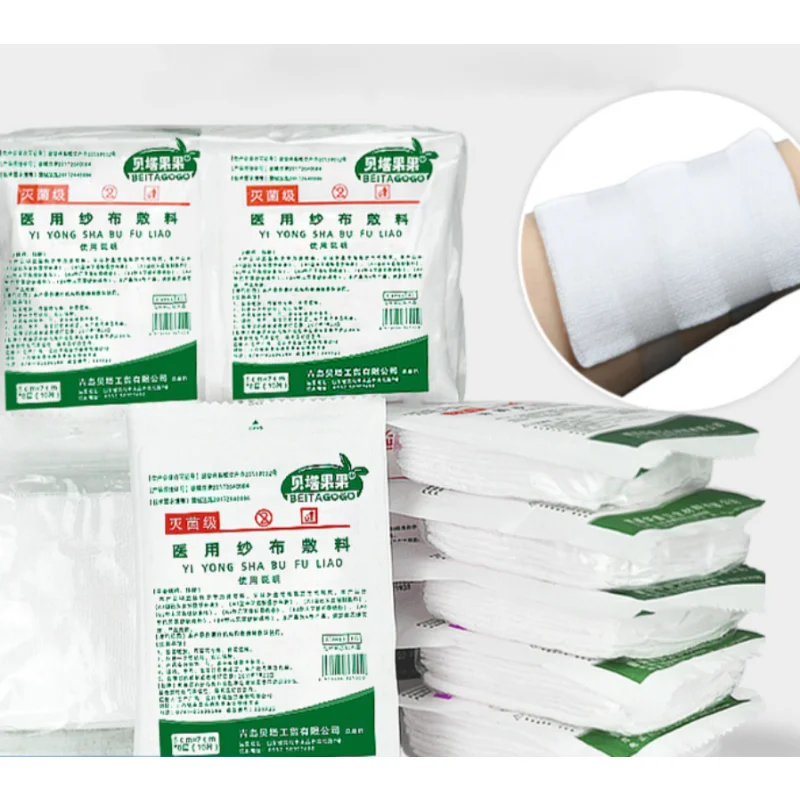 10Pcs/Bag 8 Layer Absorbent Gauze Pieces Breathable Sterile Cotton Gauze Pads Wound Dressing First Aid Supplies 2