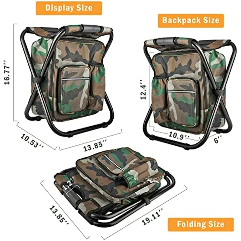 

Foldable Stool Hot and Cold Storage Backpack Multi Beach Bag Camp Hunting Fishing Outdoor Activities Hiking Traveling Camping