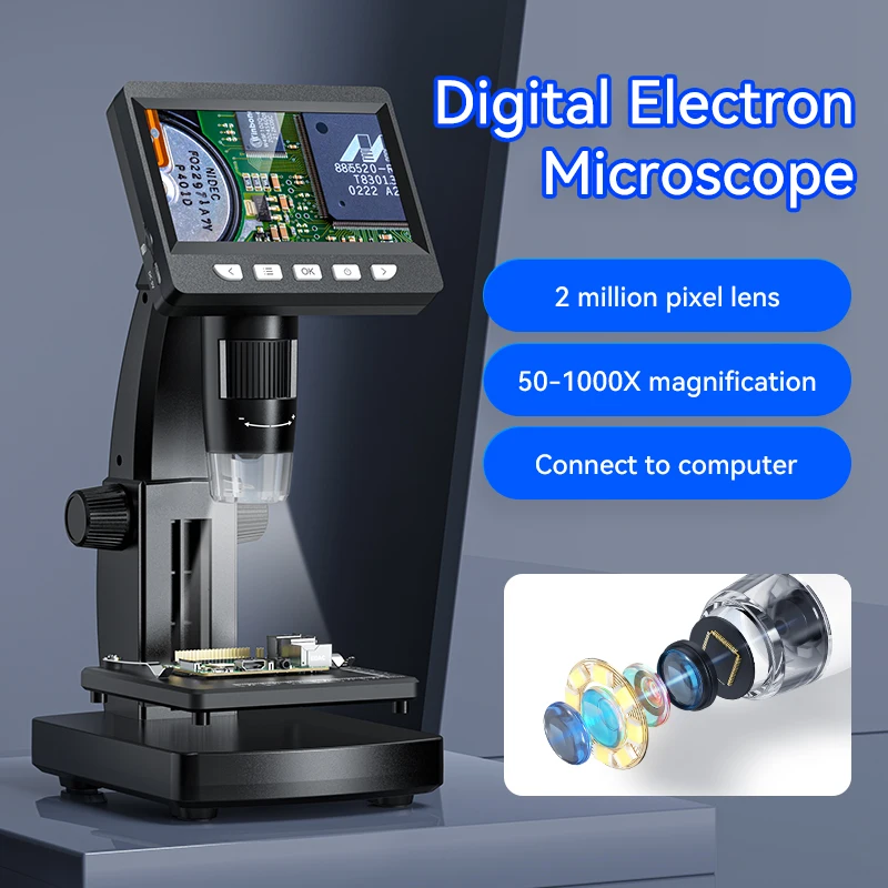 Microscope Digital Digital-Microscope-with-4-3inch-IPS-Screen-1000X-Magnification-8LED-2MP ...