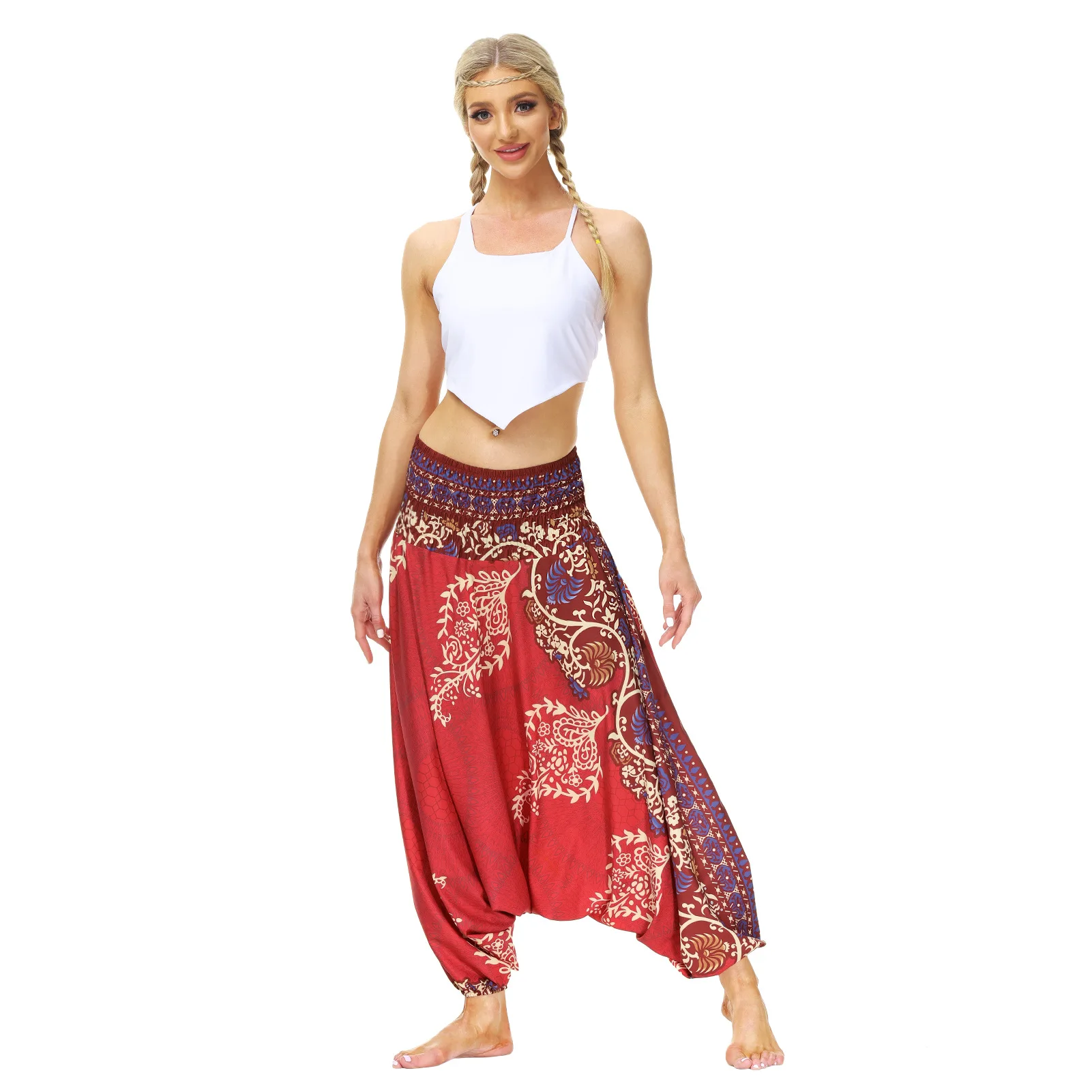 

Womens Harem Baggy Yoga Pants,High Waist Casual Gypsy Beach Pants Baggy Hippie Boho Aladdin Pants
