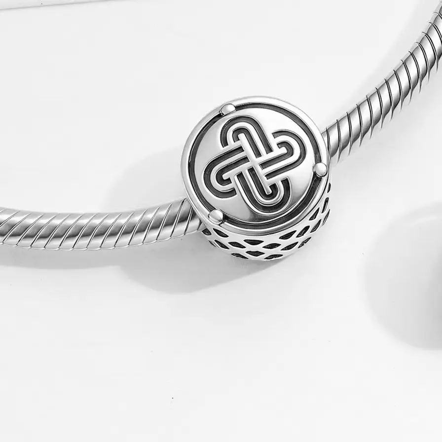 Rotate Solomon's Knot Charm-Perlenschmuck aus 925er-Sterlingsilber mit religiösen Symbolen, passend für Original-Armbänder, DIY-Schmuckzubehör