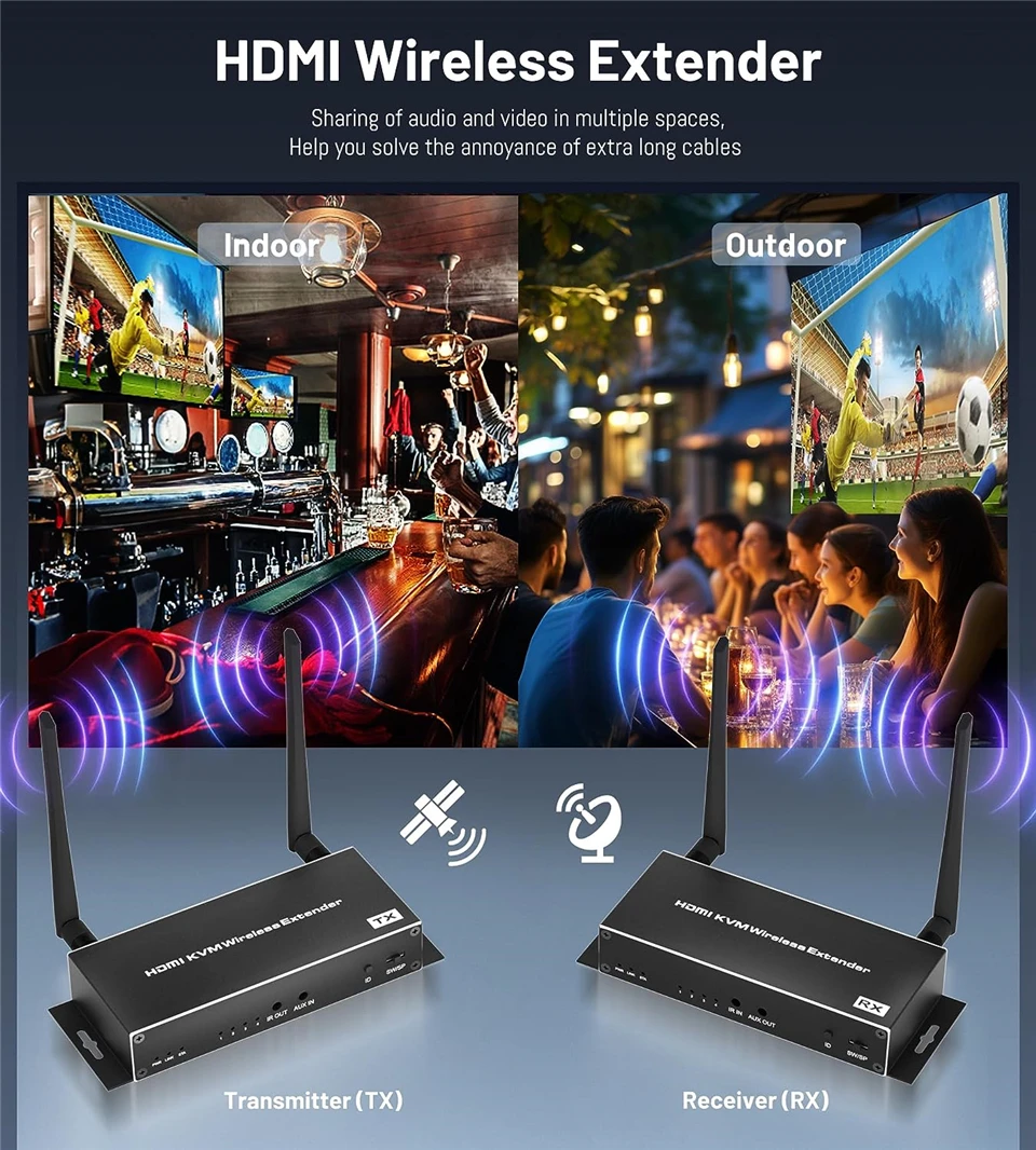 4K Wireless HDMI Video Transmitter and Receiver 5G 200M 1080P HDMI KVM Extender