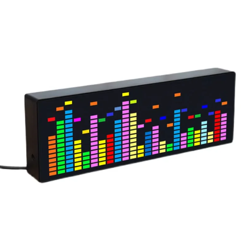 다채로운 LED 음악 스펙트럼 전자 시계 음성 제어 리듬 조명 1624 RGB 오디오 픽업 주변 소음 레벨 표시기