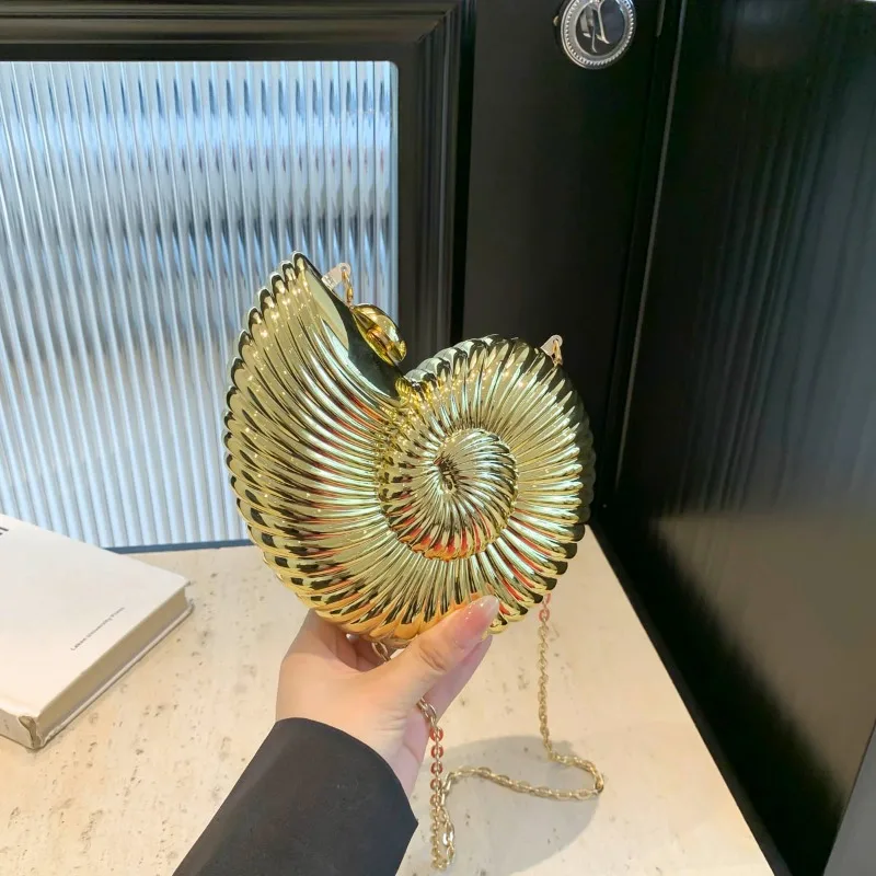 소라 모양 체인 개별 아크릴 숄더백, 솔리드 패션 크로스바디 백, 2024 핫 세일, 여성 가방 