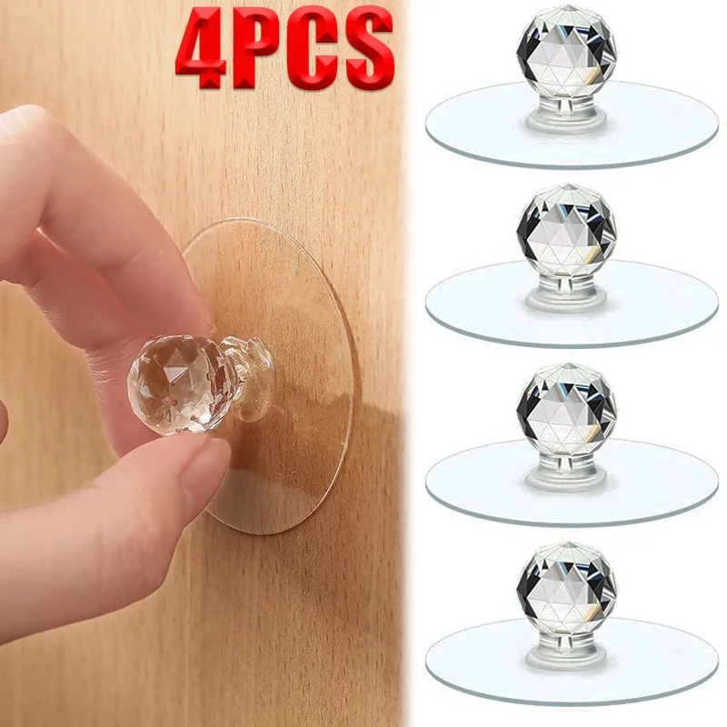 KAK 40mm Diamond Shape Crystal Glass Knobs Cupboard Pulls Drawer