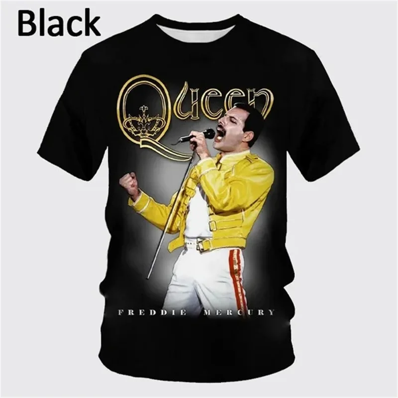 

2023 Hot Rock Song Bohemian Rhapsody Queen Band 3D Printed Men's Short Sleeve T Shirt Hip-hop Singer Freddie Mercury Unisex Tees