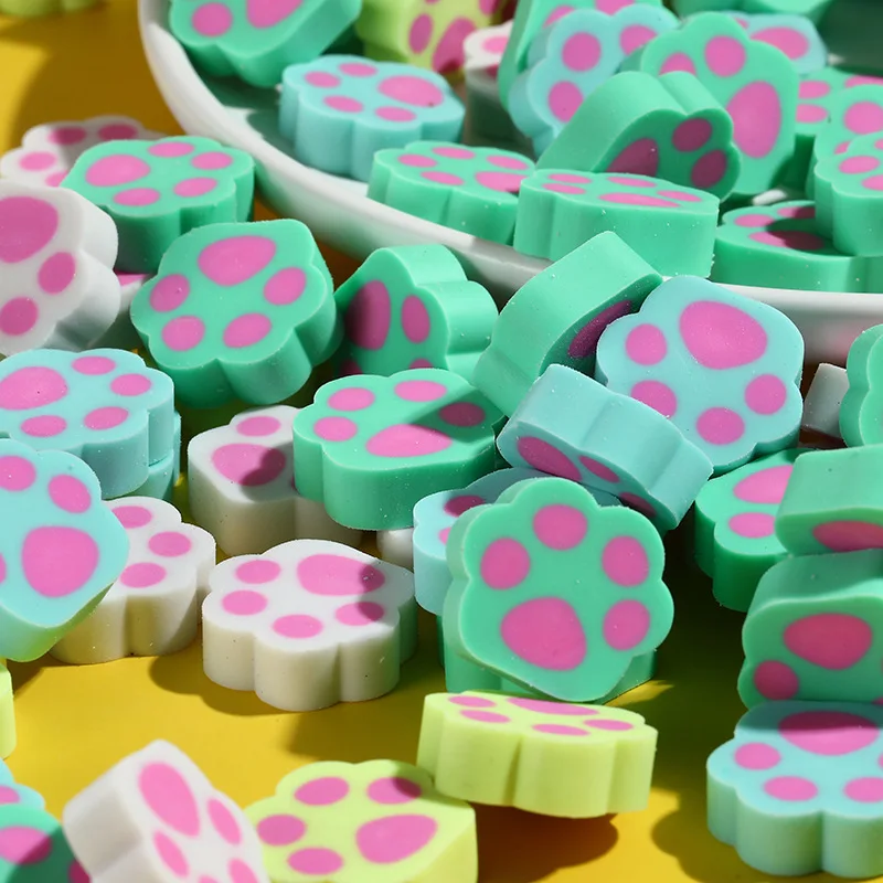 Cartoon creative cat claw eraser Leave no trace Erasers 10Pcs/Lot Cute kawaii Pencil rubber For kids School stationery gifts