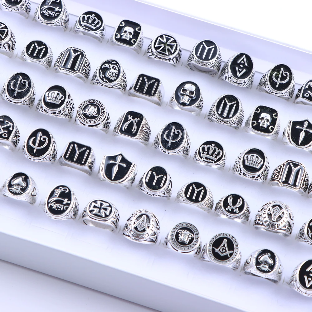 20 Teile/los Retro Punk Gothic Emaille Öl Tropfen Platz Ringe für Männer Frauen Vintage-Schmuck Zubehör Party Geschenke Mix Stil – Detail 7