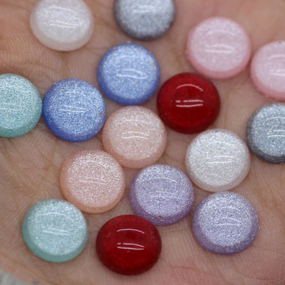

10/12mm 50PCS Mixed Color Semicircle Resin Beads For Jewelry Making DIY Phone Case Phone Chain Accessories Wholesale