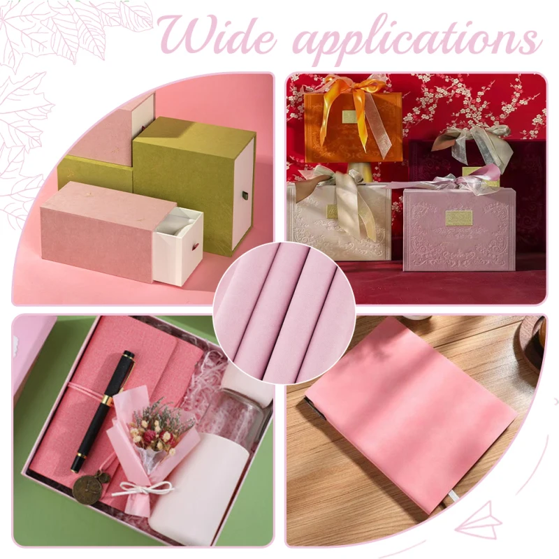 1 Sheet DIY Faux Suede Fabrics with Paper Back for Book Binding Pearl Pink 430x1000x0.3mm