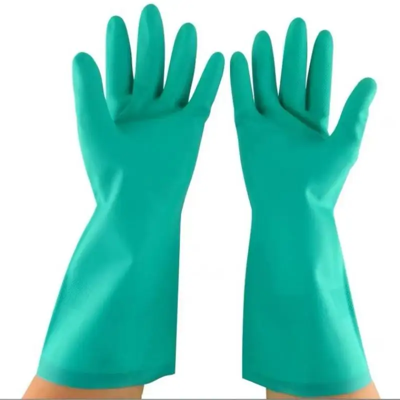 Nitrile Gloves Protective Gloves Cleaning Gloves Safety Gloves Thick Chemical Acid Resistant Waterproof Long Sleeve Painting Washing Kitchen Home Garden Latex Free