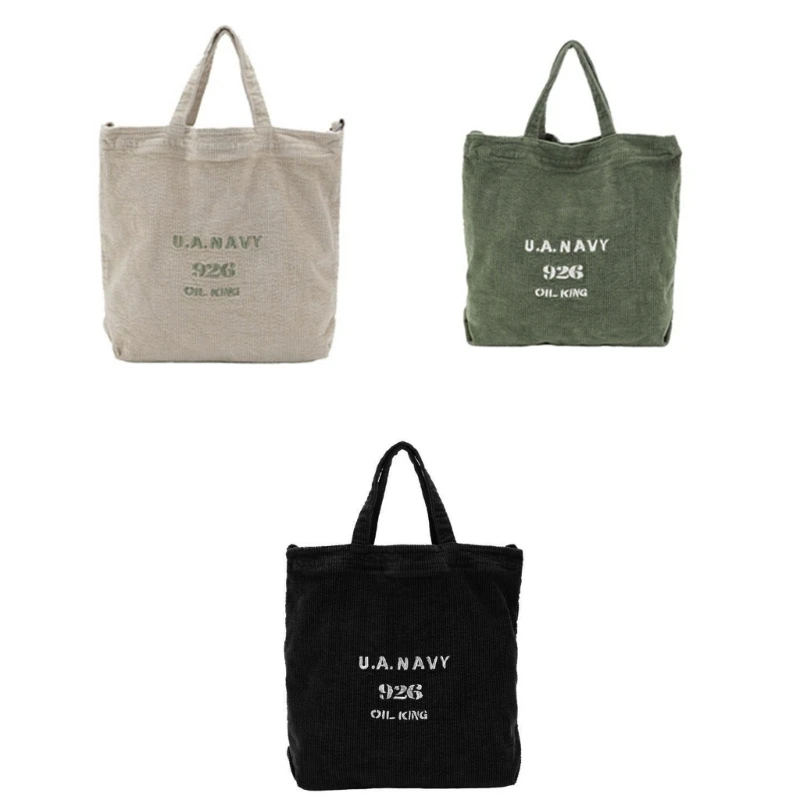 

Women Corduroy Shoulder Bag Reusable Crossbody Bag Casual Tote Female Handbag