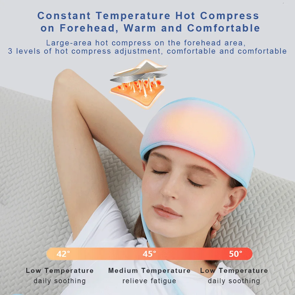 Electric Head Massager Air Pressure Hot Compress Kneading Massage Migraine  Relief Stress Headache Improve Sleep Airbag Headband