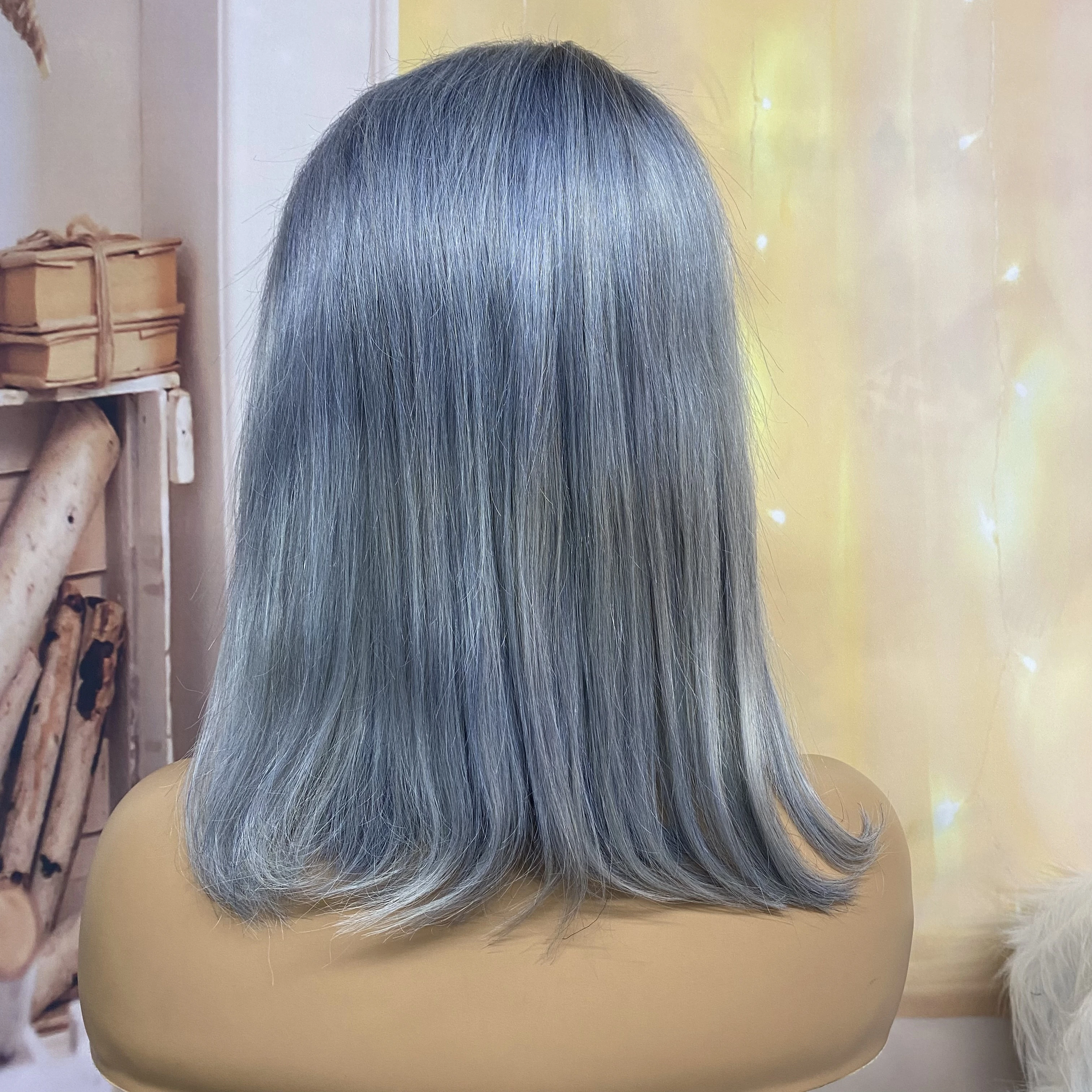 Colorful Hair Straight Bob Wigs 220% Density Human Hair 13x4 Lace Front Human Hair Wig for Black Women 12 14 Inches