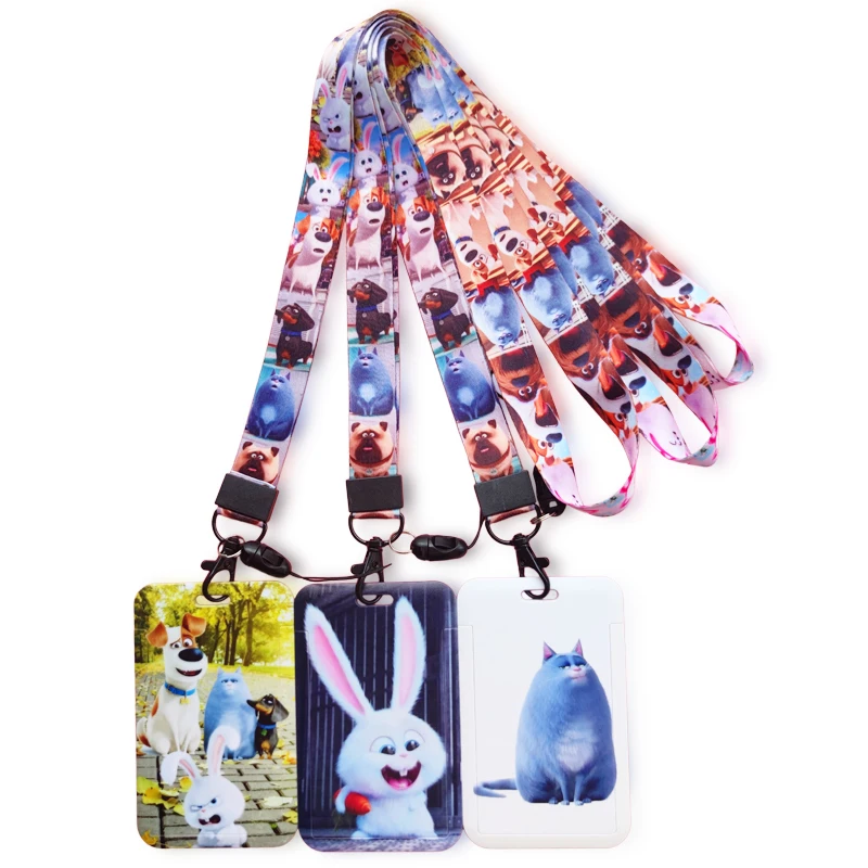 Lovely Pets Lanyard & ID Card Holder with Animal Designs – Badge Holder Neck Strap and Key Chain