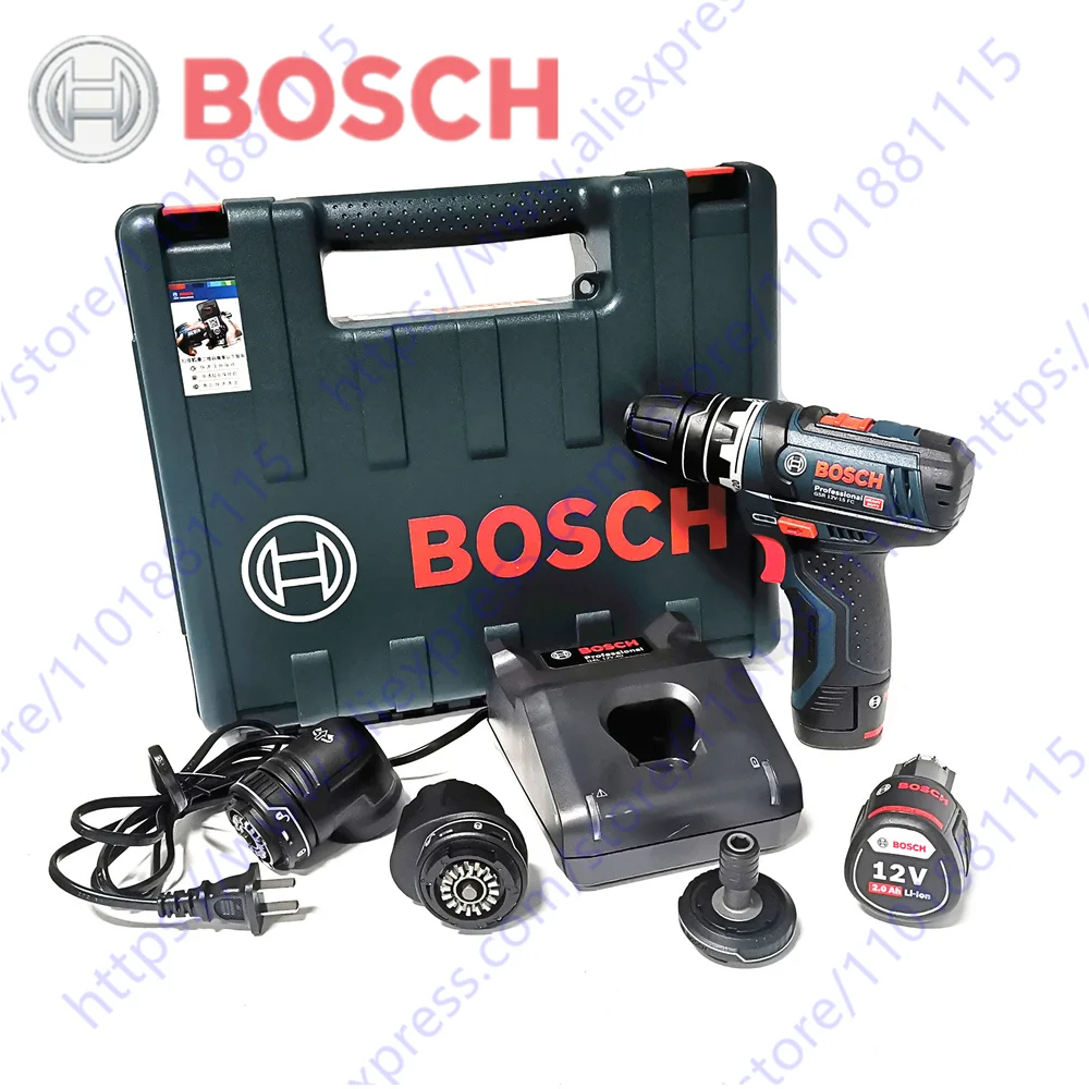 

Bosch GSR12V-15FC Brushed Flexiclick 5-In-1 Drill Driver System 2.0Ah Batteries Electric Drill Screwdriver Power Tool